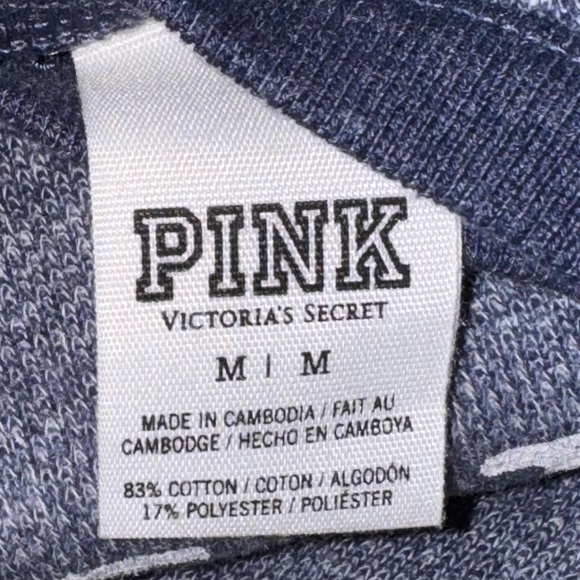 PINK Victoria's Secret Women's Blue Sweatshirt white crewneck sweater - Picture 3 of 3